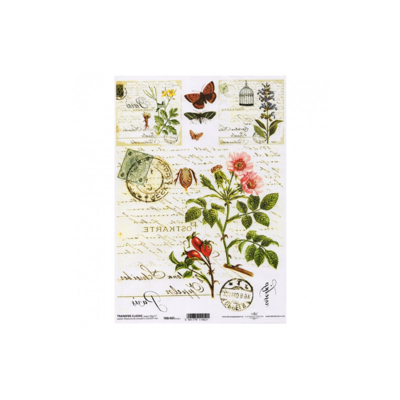 ITD transfer paper A4 027 flowers butterflies