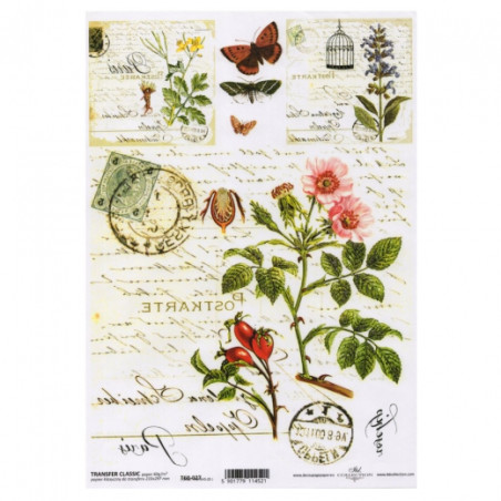 ITD transfer paper A4 027 flowers butterflies