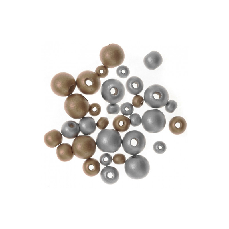DP Craft wooden beads silver and gold 30 pcs
