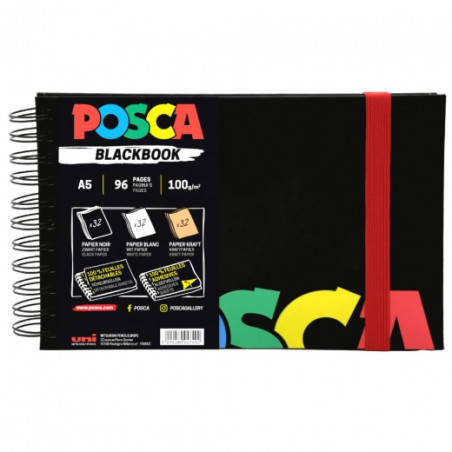 Posca blackbook sketchbook A5 for markers on spiral with self-adhesive