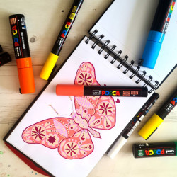 Posca blackbook sketchbook A5 for markers on spiral with self-adhesive