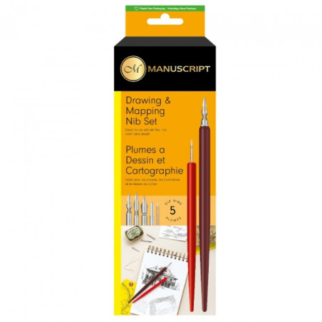 Manuscript drawing & mapping set of 5 nibs and 2 obscuras