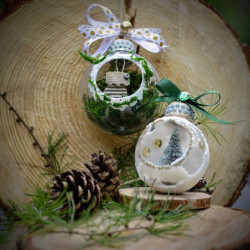 Dp craft 6 silver decorative Christmas trees 5 cm