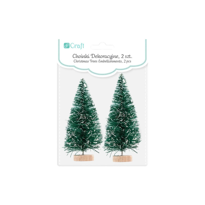 Dp craft 2 decorative green Christmas trees 8 cm