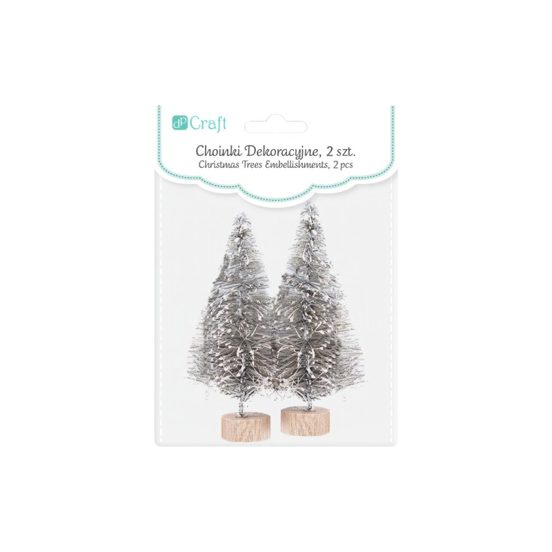 Dp craft 2 srebrne choinki dekoracyjne 8 cm