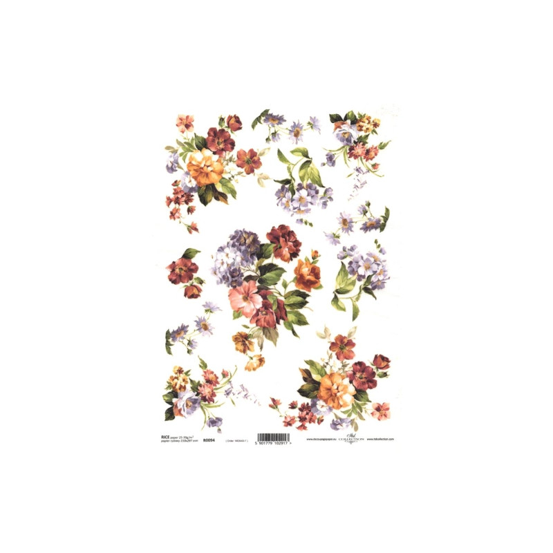 Rice paper for decoupage flower bouquets A4 ITD R0094