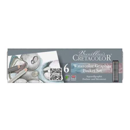 Cretacolor aquagraph set of 6 water-soluble graphite pencils