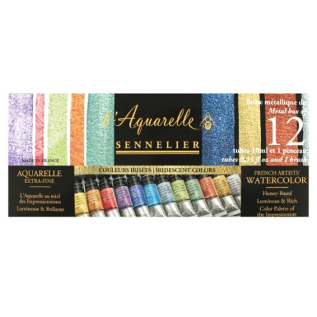 Sennelier l'aquarelle zestaw 12 akwareli 10 ml w metalowej kasecie - s