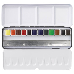 Sennelier l'aquarelle set of watercolors in semi-cubes, 12 pcs, metal