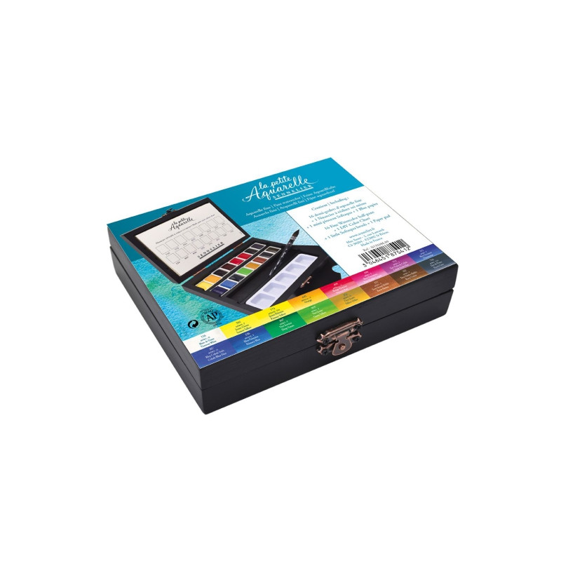 Sennelier la petite aquarelle set of 16 watercolors in halves with acc