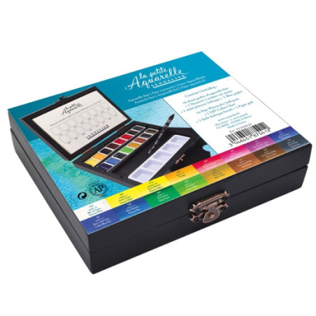 Sennelier la petite aquarelle set of 16 watercolors in halves with acc