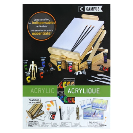 Campus discovery easel zestaw farb 12 akrylowych 21 ml ze sztalugą i a