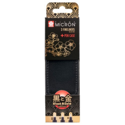 Sakura pigma micron black & gold zestaw 3 cienkopisów w etui - sklep p