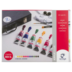 Talens van gogh starter box xl zestaw 12 farb akrylowych 40 ml z akces