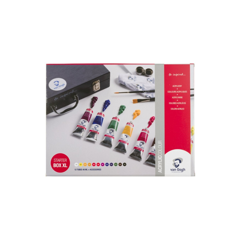 Talens van gogh starter box xl zestaw 12 farb akrylowych 40 ml z akces