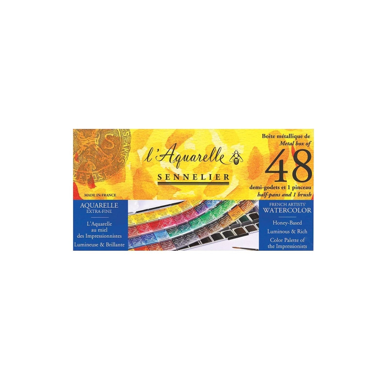 Sennelier l'aquarelle set of 48 watercolors in halves in metal packagi