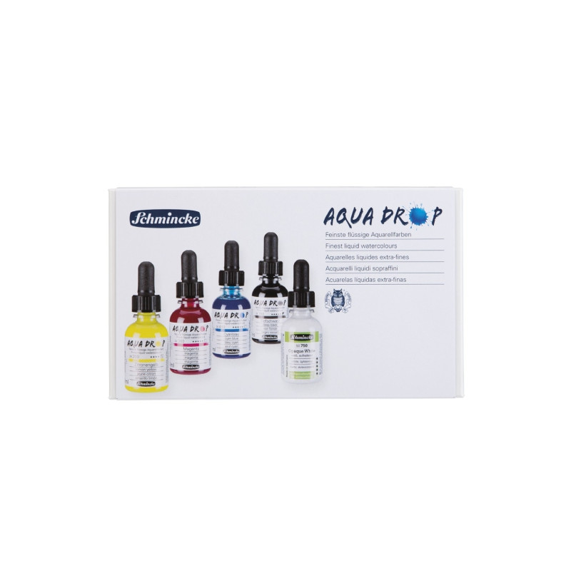 Schmincke aqua drop primary color set of 5 liquid watercolors 30 ml