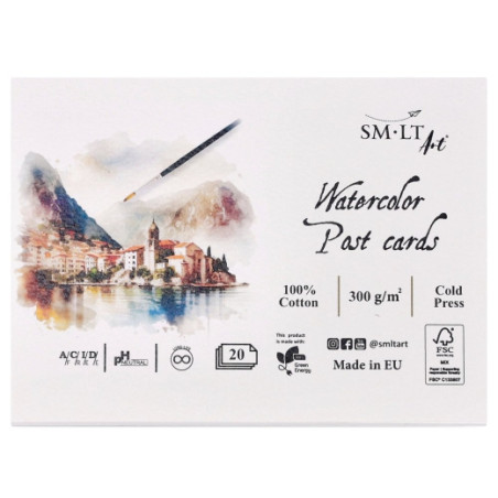 SM-LT art block of 20 postcards for watercolor 15x10.5cm
