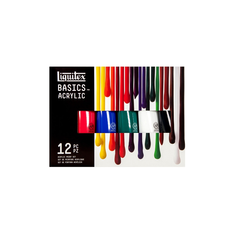 Liquitex basics zestaw 12 farb akrylowych 118ml - sklep plastyczny - s