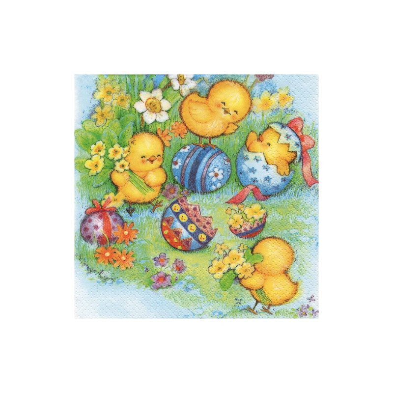Decoupage napkin Poppies 16-SLWL007601 Easter chickens