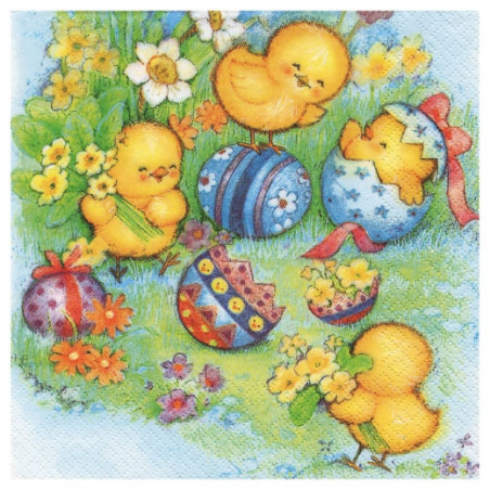 Decoupage napkin Poppies 16-SLWL007601 Easter chickens