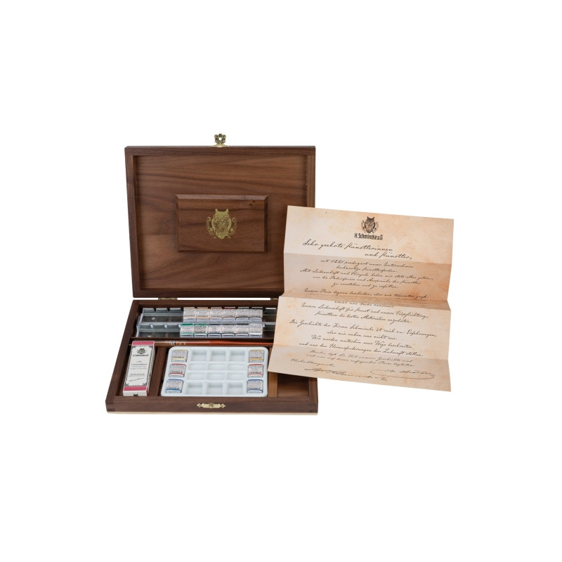 Schmincke horadam retro set of 18 watercolor halves in wooden case