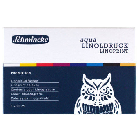 Schmincke aqua linoprint zestaw 8 farb do linorytu 20 ml - sklep plast