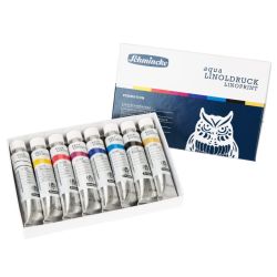 Schmincke aqua linoprint set of 8 linocut paints 20 ml