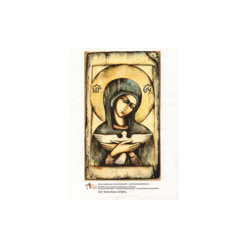 Arabeska papier ryżowy a5 I5 madonna z gołębicą  - sklep plastyczny -