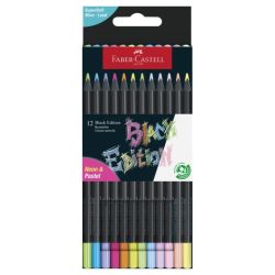 Faber-Castell black edition set of 12 neon and pastel triangular penci
