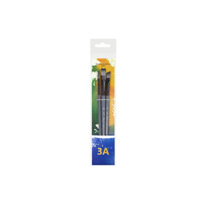 Restaurohouse basic 3a set of 3 synthetic brushes - art store