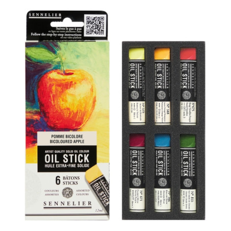 Sennelier oil stick bicoloured apple set of 6 oil paints in stick
