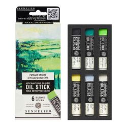 Sennelier oil stick stylized landscape set of 6 oil paints in stick