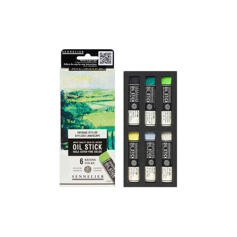 Sennelier oil stick stylized landscape zestaw 6 farb olejnych w sztyfc