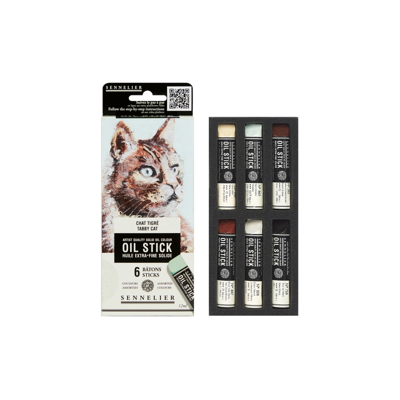 Sennelier oil stick tabby cat set of 6 oil paints in stick - skle