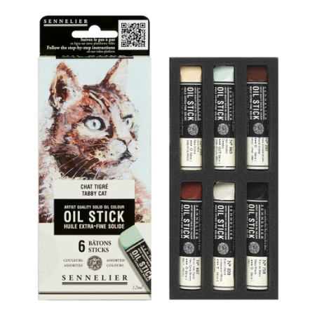 Sennelier oil stick tabby cat zestaw 6 farb olejnych w sztyfcie - skle