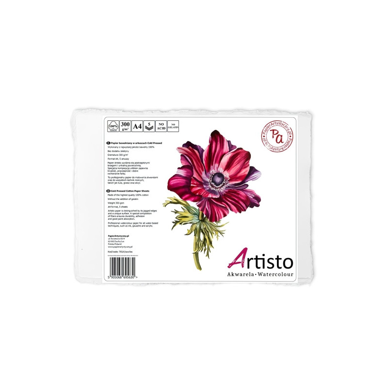 PA watercolor paper artisto cold pressed 5ark - art store -.
