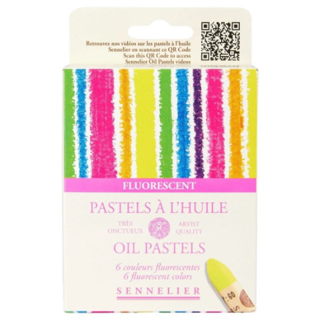 Sennelier fluorescent set of 6 oil pastels - art store - s