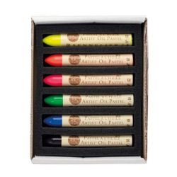 Sennelier fluorescent zestaw 6 pasteli olejnych - sklep plastyczny - s