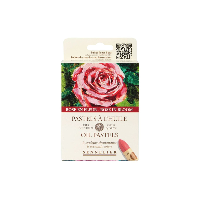 Sennelier rose in bloom set of 6 oil pastels - art store -.