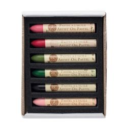 Sennelier rose in bloom set of 6 oil pastels - art store -.