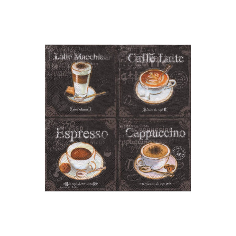 Decoupage napkin ambiente 21-13308250 types of koffee - pla store