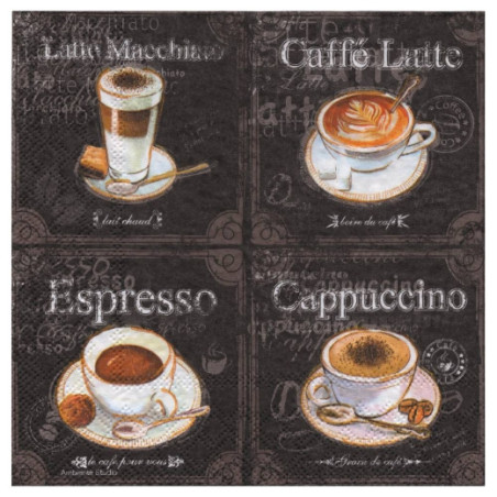 Decoupage napkin ambiente 21-13308250 types of koffee - pla store