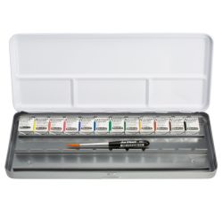 Schmincke akademie set of 12 watercolor halves with DaVinci brush s.94