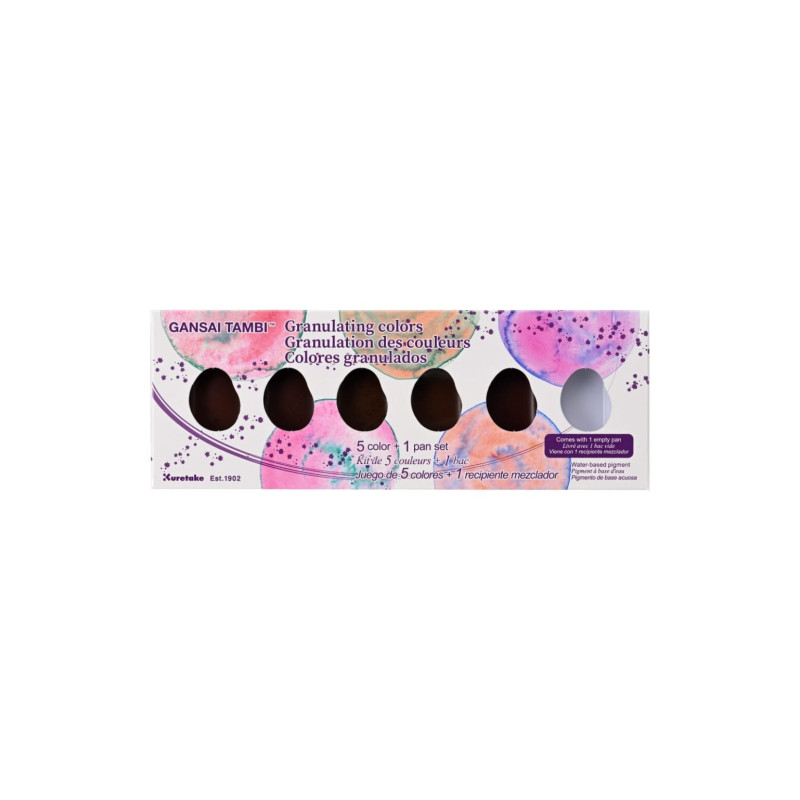 Kuretake gansai tambi granulating colors set of 5 watercolors - pla store