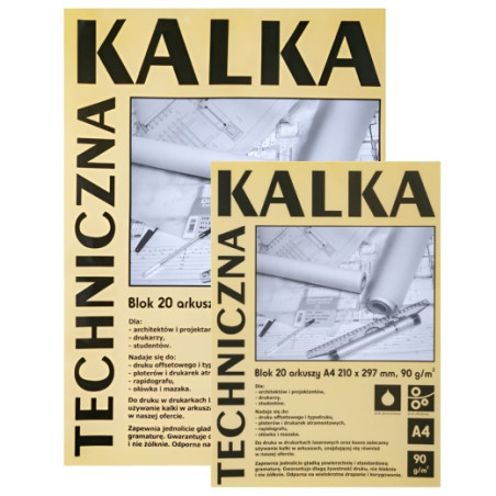 Koh-i-noor kalka techniczna w bloku 90g 20 arkuszy - sklep plastyczny