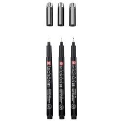 Sakura pigma micron black edition set of 3 fineliners in case - store