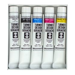 Turner design gouache primary colors zestaw 5 gwaszy 25ml