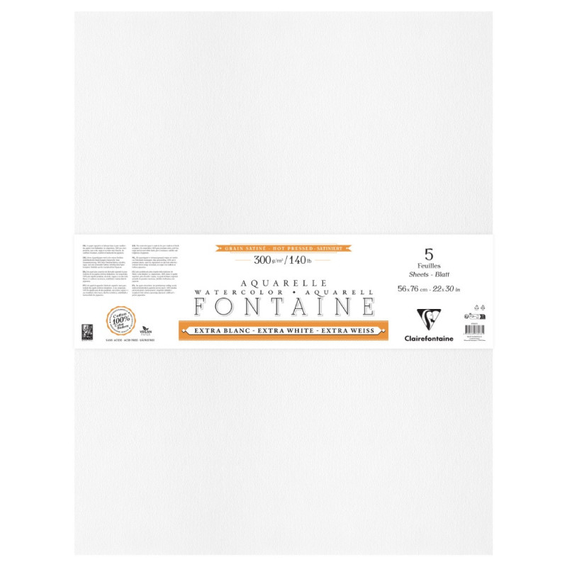 Clairefontaine extra white hot pressed papier akwarelowy 56x76