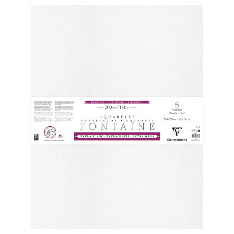 Clairefontaine fontaine extra white cold press watercolor paper 56x76
